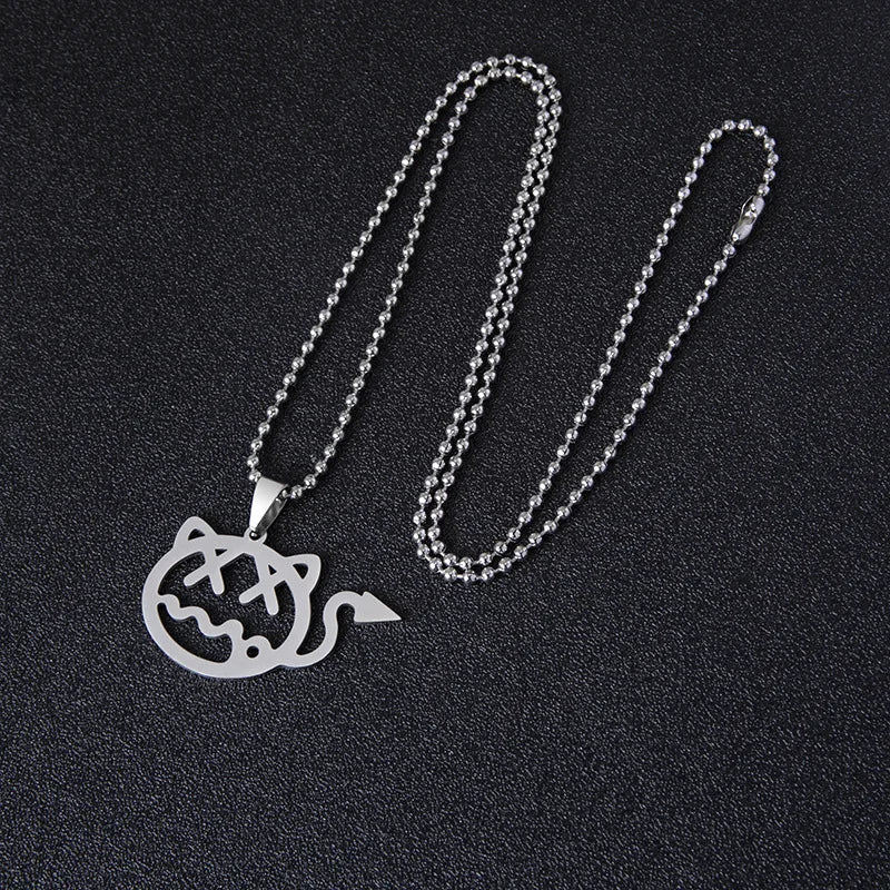 Couple Heart Necklace Cute Cartoon Cat