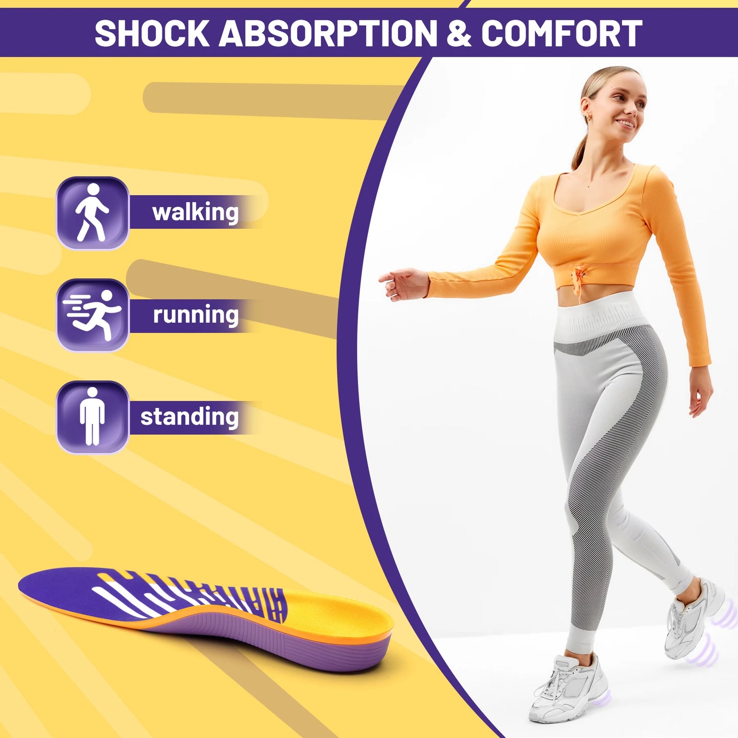 Severe Flat Foot Orthotic Insole Plantar Fasciitis Relieve Heel Pain