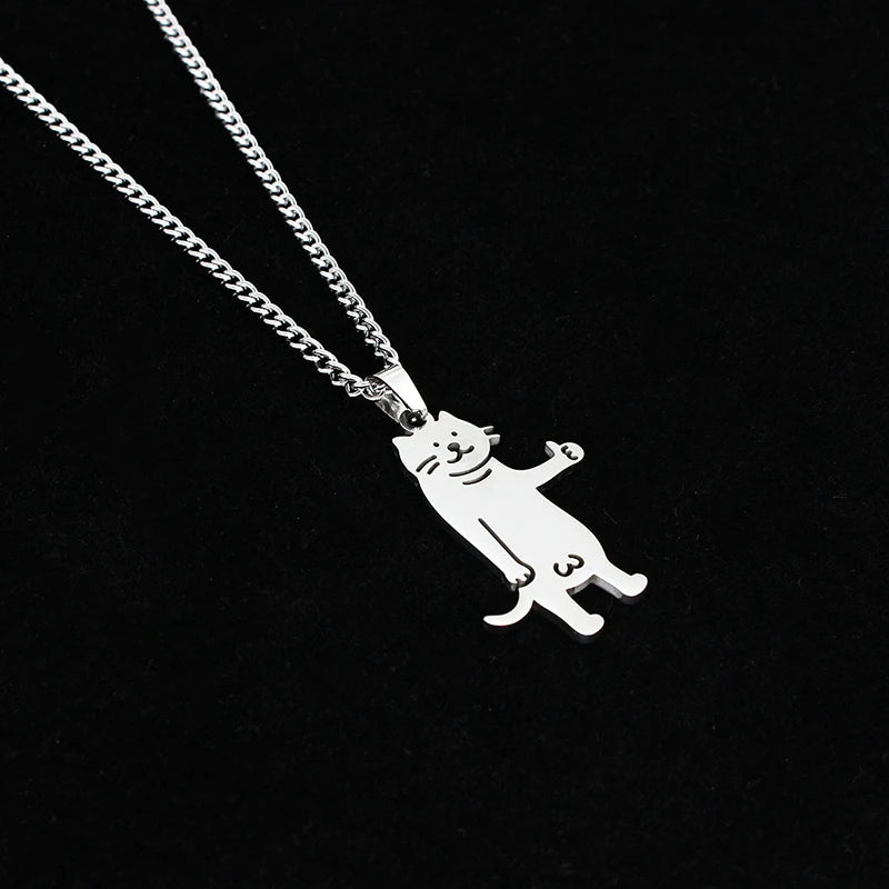 Couple Heart Necklace Cute Cartoon Cat