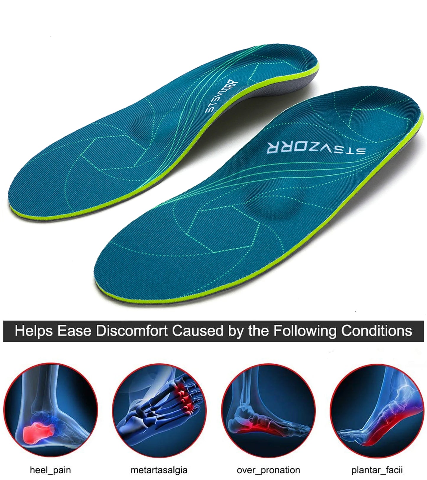 Severe Flat Foot Orthotic Insole Plantar Fasciitis Relieve Heel Pain