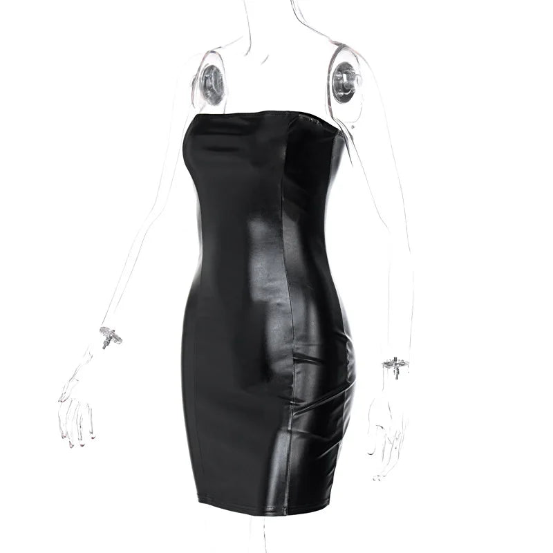 Women Summer Sexy Party Strapless Bodyage Hip Black Mini Dress