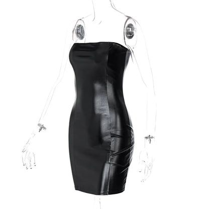 Women Summer Sexy Party Strapless Bodyage Hip Black Mini Dress