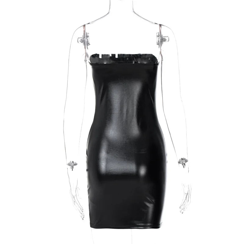 Women Summer Sexy Party Strapless Bodyage Hip Black Mini Dress