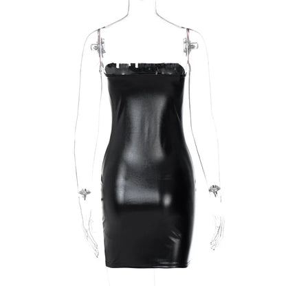 Women Summer Sexy Party Strapless Bodyage Hip Black Mini Dress