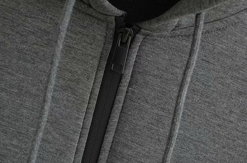 Women Gray Jacket with Hood Long Sleeve