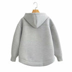 Women Gray Jacket with Hood Long Sleeve