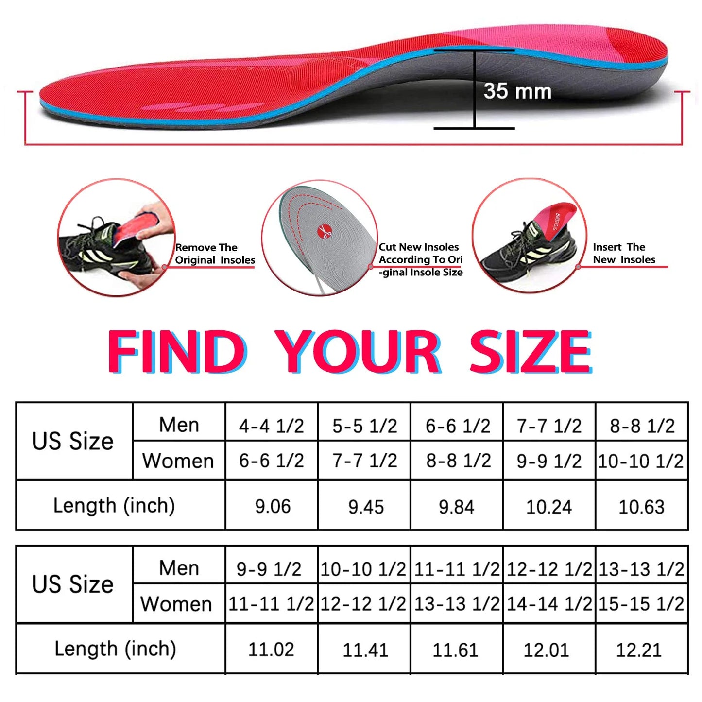 High Arch Support Orthopedic Sport Insole Plantar