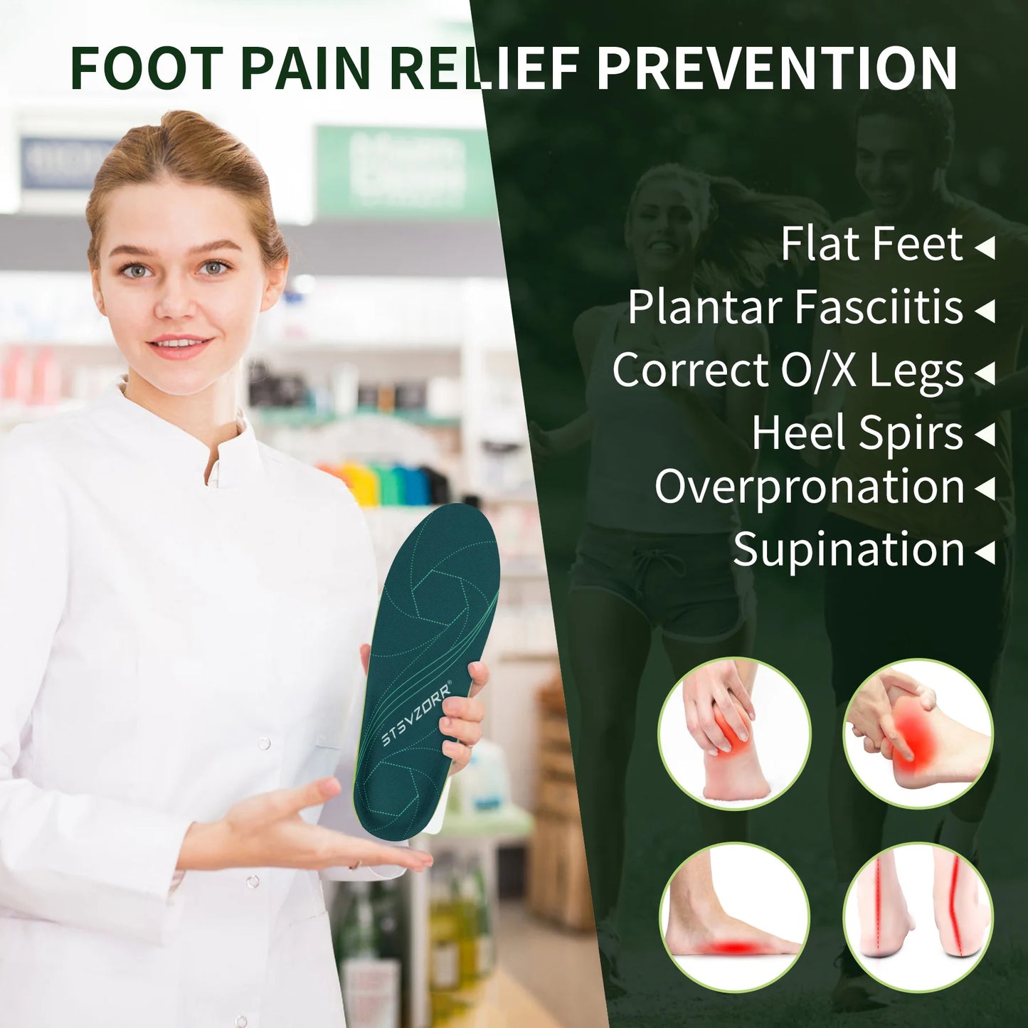 Plantar Fasciitis Orthopedic Sport Insole Men Women