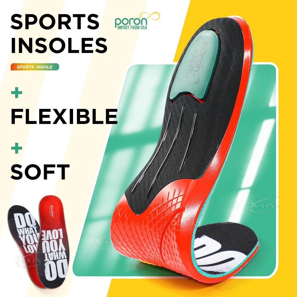 Sports shoe Insoles Poron+PU+mesh+Gel shock absorption