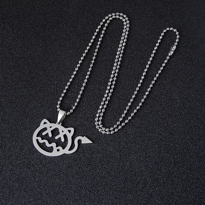 Couple Heart Necklace Cute Cartoon Cat
