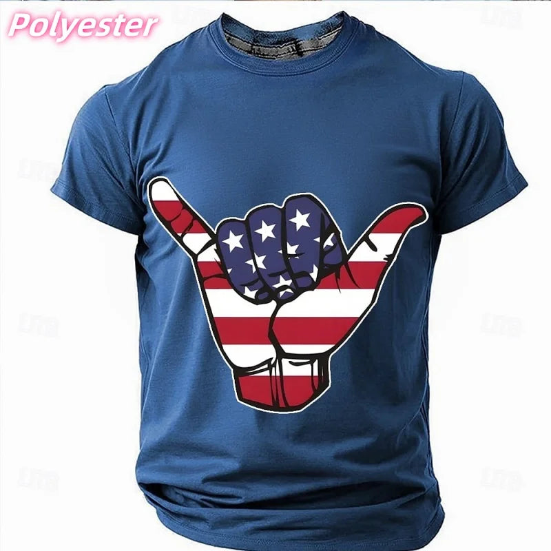 3D Printed America Flag T-shirt For Men