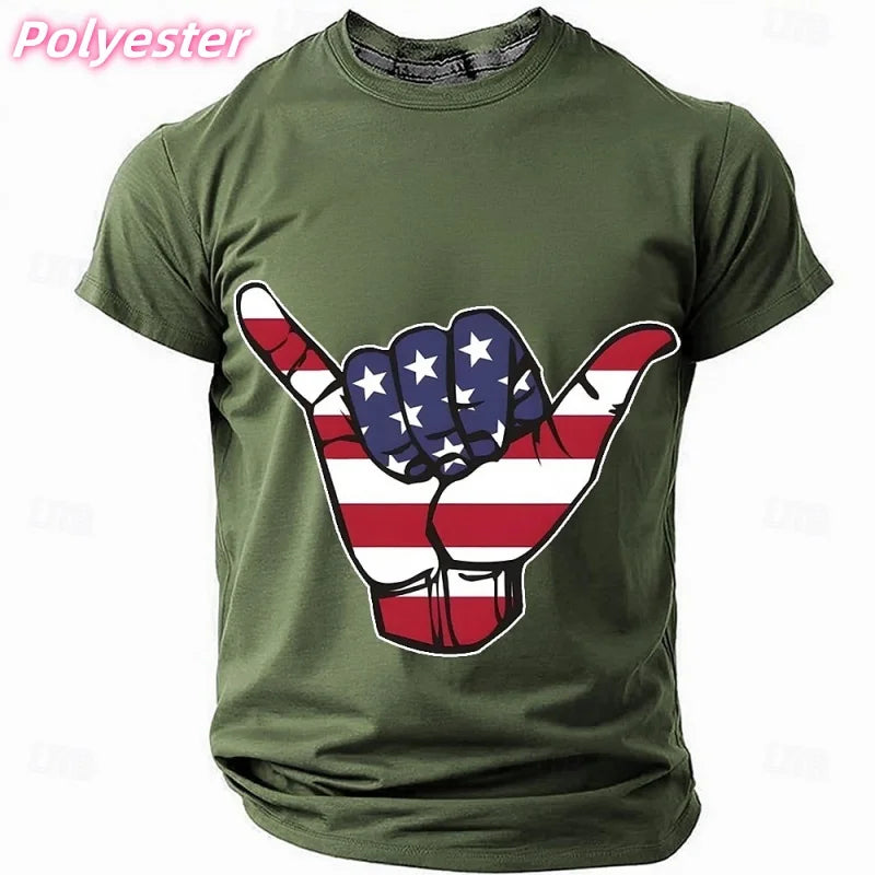 3D Printed America Flag T-shirt For Men