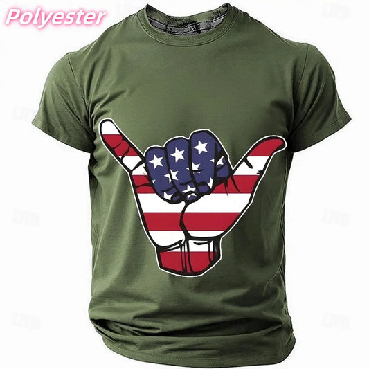 3D Printed America Flag T-shirt For Men