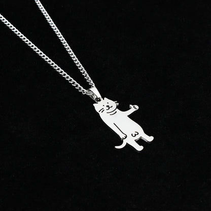 Couple Heart Necklace Cute Cartoon Cat