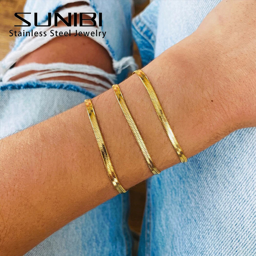 SUNIBI Classic Stainless Steel Snake Chain