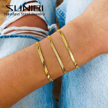 SUNIBI Classic Stainless Steel Snake Chain