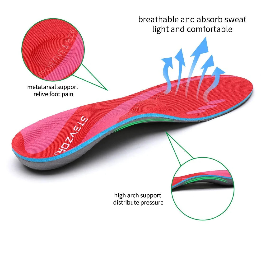 High Arch Support Orthopedic Sport Insole Plantar