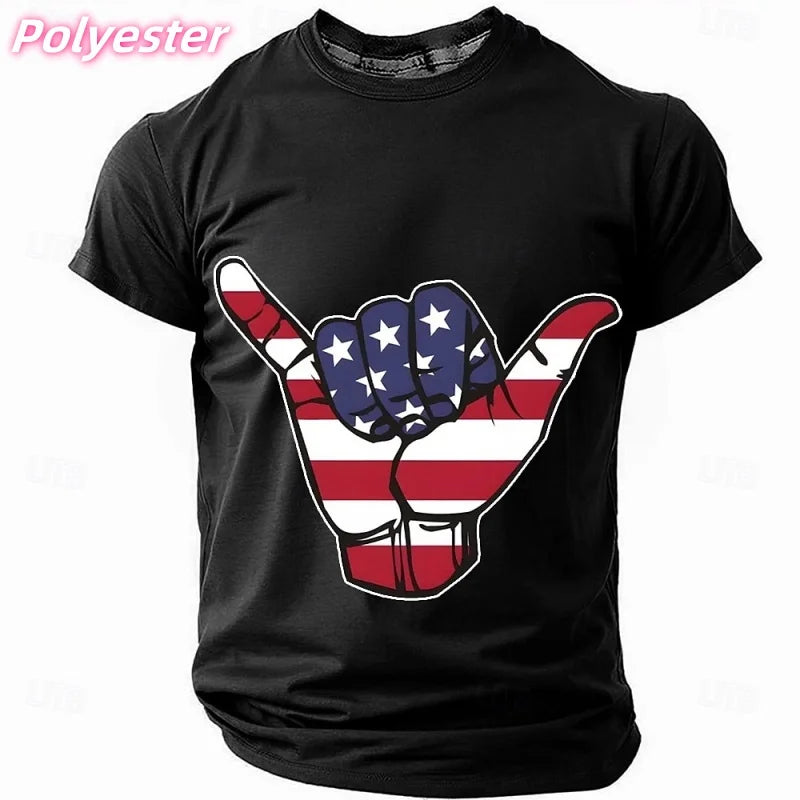 3D Printed America Flag T-shirt For Men
