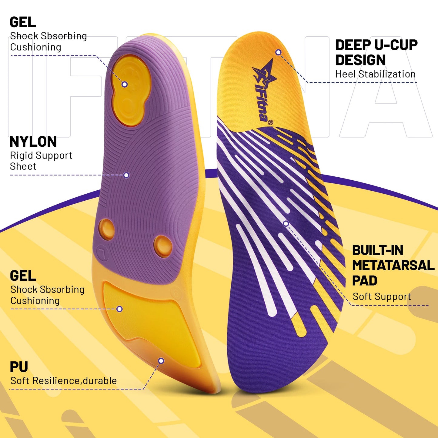Severe Flat Foot Orthotic Insole Plantar Fasciitis Relieve Heel Pain