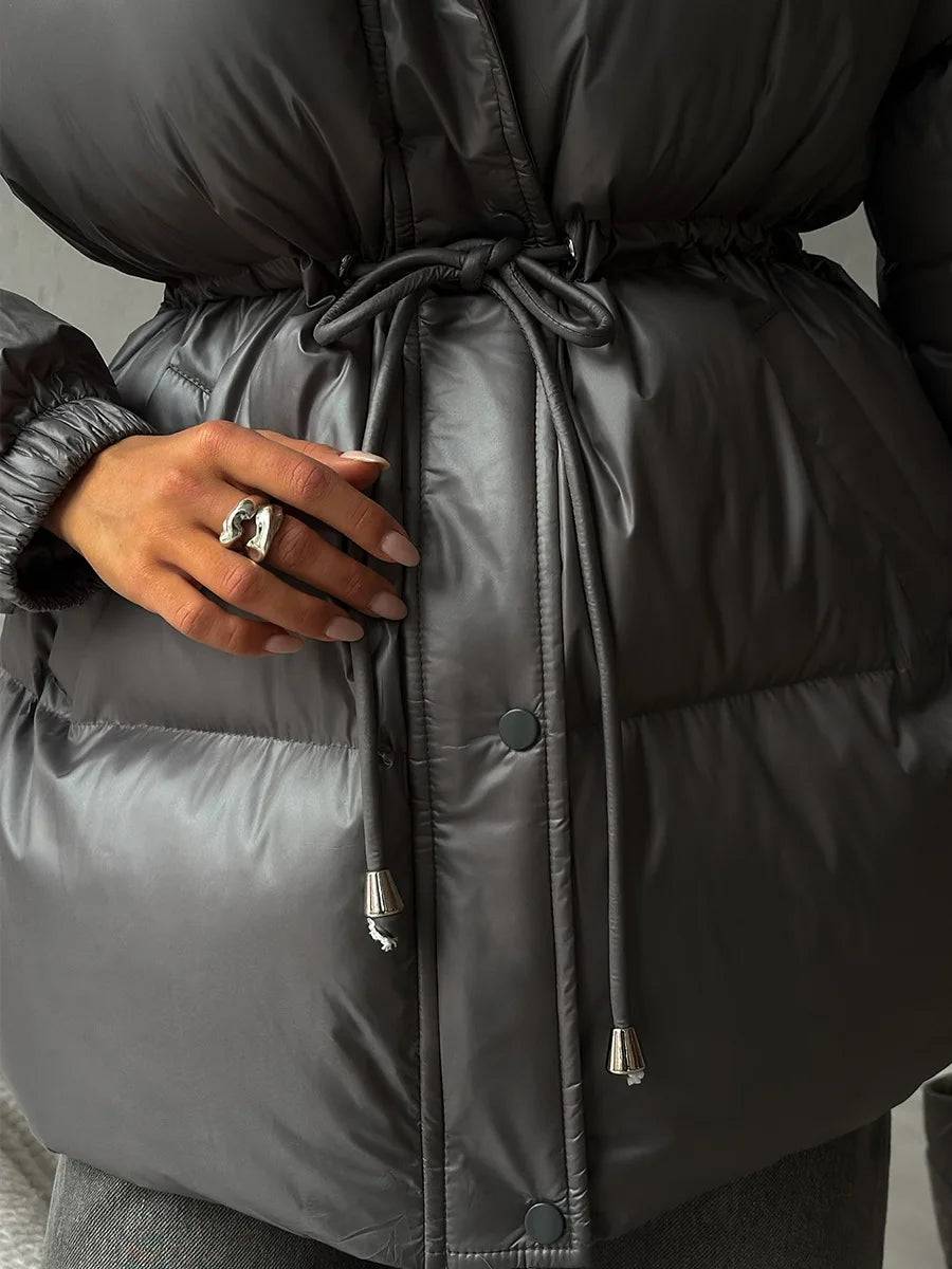 Drawstring Slim Fit Cotton Jacket