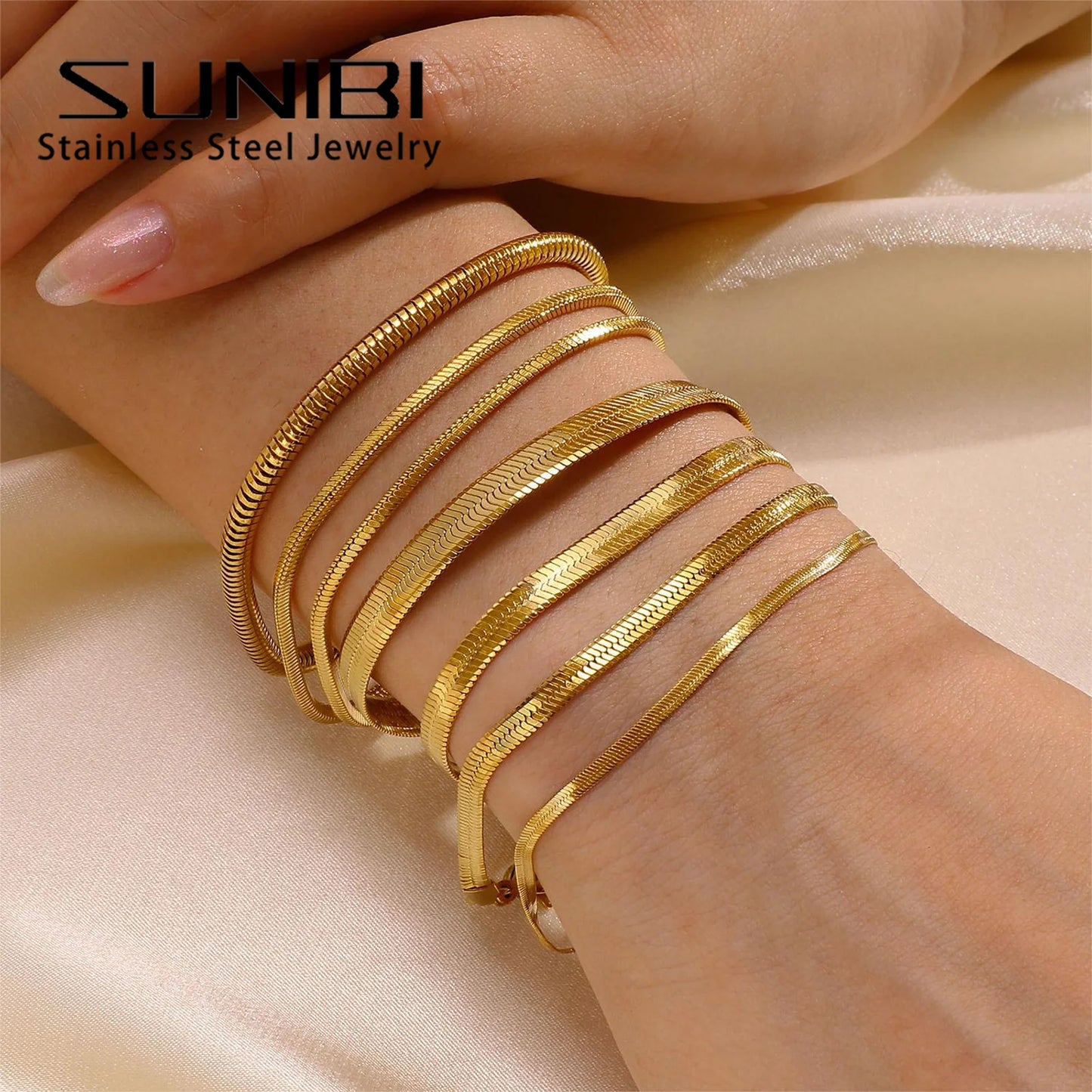 SUNIBI Classic Stainless Steel Snake Chain