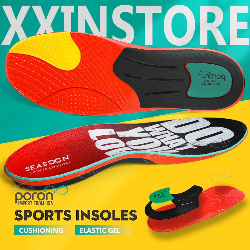 Sports shoe Insoles Poron+PU+mesh+Gel shock absorption