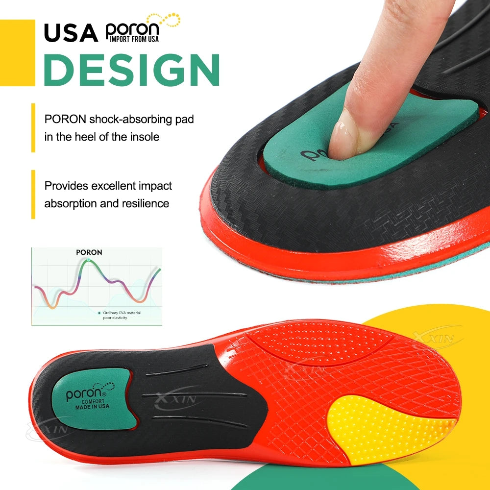 Sports shoe Insoles Poron+PU+mesh+Gel shock absorption