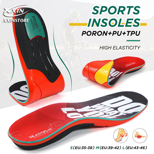 Sports shoe Insoles Poron+PU+mesh+Gel shock absorption