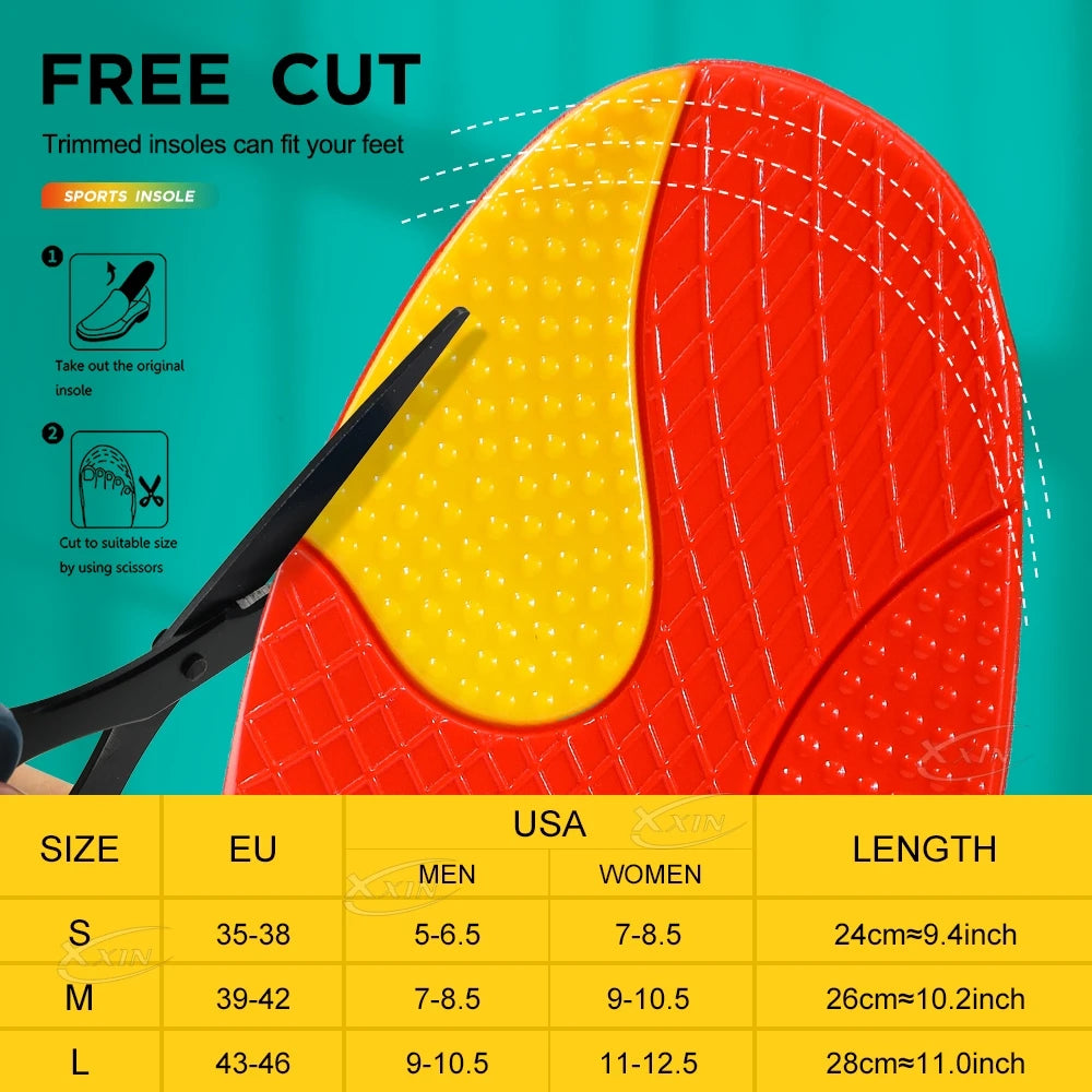 Sports shoe Insoles Poron+PU+mesh+Gel shock absorption