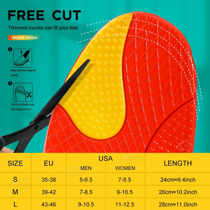 Sports shoe Insoles Poron+PU+mesh+Gel shock absorption